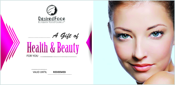 Gift Certificate Desiredface - European Facial Workout - California - www.desiredface.com